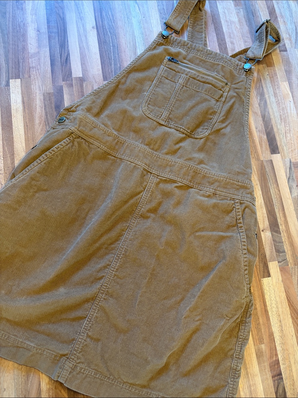 Toad & Co women’s corduroy overalls dress with pockets